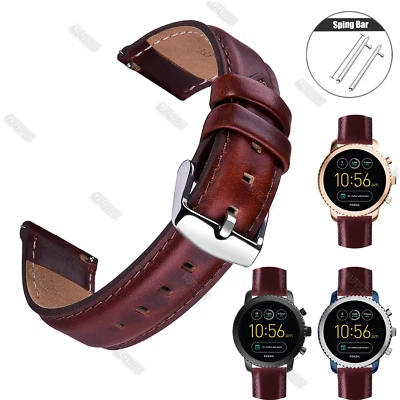 $15.61 • Buy 13/14/17/18/19/20/22mm Genuine Leather Wristwatch Band Strap For Fossil Samsung