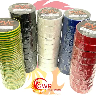 19mm PVC ELECTRICAL INSULATING TAPE FLAME RETARDANT COLOURED INSULATION TAPES • £26.92