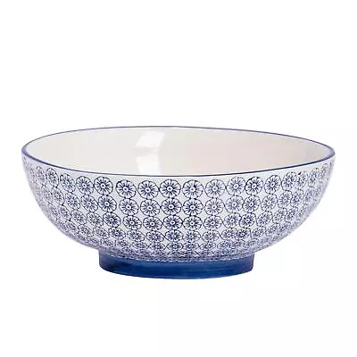 Porcelain Salad Bowl China Fruit Food Serving - Blue Flower - 304mm • £21