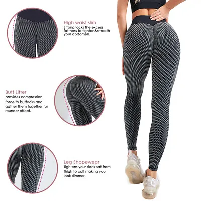 $16.99 • Buy TikTok Women Pants Leggings High Waist Anti Cellulite Butt Lift Gym Fitness AU