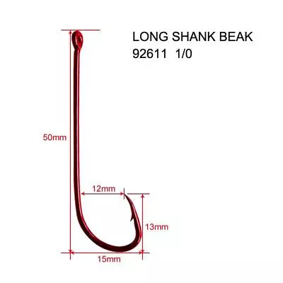 100xQuality Long Shank 1/0 RED Fishing Hooks Fishing Tackle Special Offer • $10.32