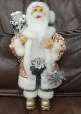  Standing Santa Claus Father Christmas  Decor Ornament Figure 30cm Small Sequin • £19.99