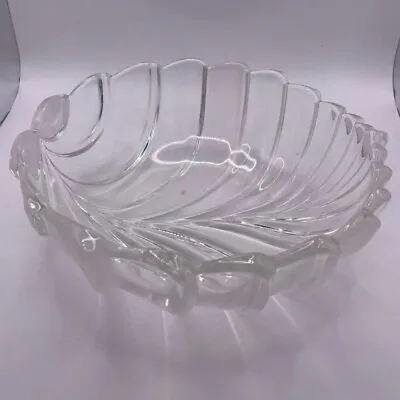 Mikasa Crystal Bolero Pattern Large Oval Leaf Shape Serving Bowl Clear Frosted • $10.80