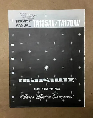 Marantz TA-135AV TA-170AV Amplifier Service Manual *Original* • $19.97