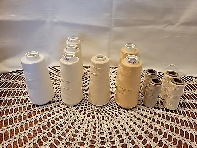 Lot 11 Maxi-Lock & Unbranded 100% Polyester Thread Partial Spools White Neutrals • $14.99