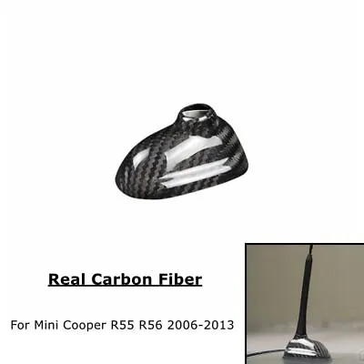 Black Real Carbon Fiber Car Roof Antenna Cover For Mini Cooper R55 R56 2006-2013 • $48.50
