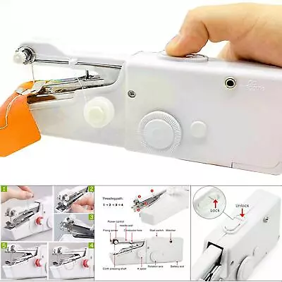 Hand Held Sewing Machine Portable Mini Easy Home Travel DIY Stitching Clothes • £8.99