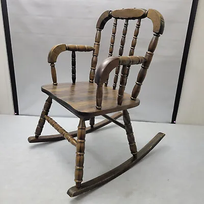 Vintage Wooden Child Rocker Rocking Chair Jenny Lind Style Turned Spindles • $49.99