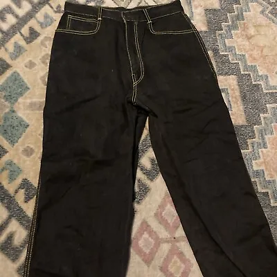 Vintage 70's Bigstone Japanese Jeans Rigid Black Yellow Stitch Dark Wash 27x26 • $70