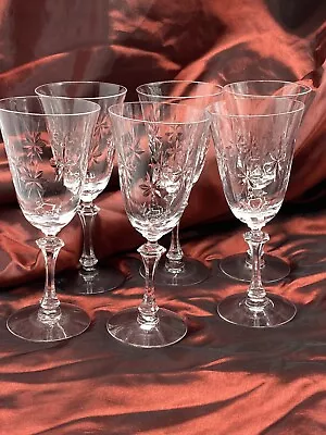 Crystal Water Glasses Cambridge Cut Stem Set Of Six Star • $47