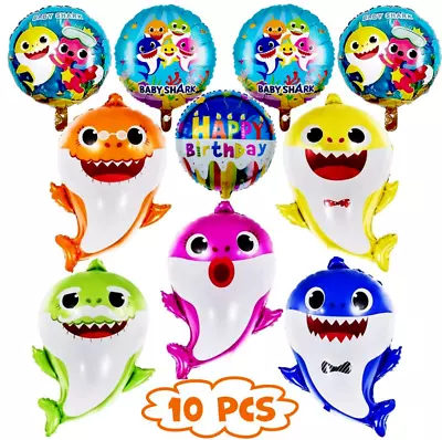 Baby Shark Foil Balloons Set Party Supplies Tableware Kids Birthday Decoration • $7.99