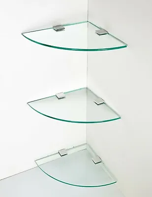 3 X Glass Corner Shelf Ideal Bathroom Shelves • £20.99