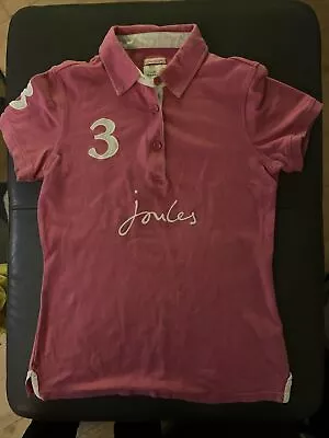 Ladies Joules Originals Classic Fit Cap Sleeve Polo. Pink Number 3. Uk 10 • $8.83