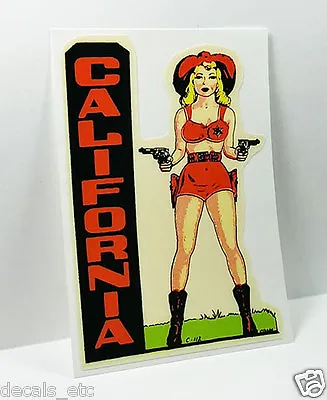 California Cowgirl Pinup Vintage Style Travel Decal Vinyl StickerLuggage Label • $4.69