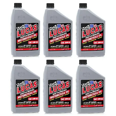 Lucas Oil Set Of 6 High Performance SAE 20W-50 Motorcycle Oil 1 Quart Bottles • $56.94