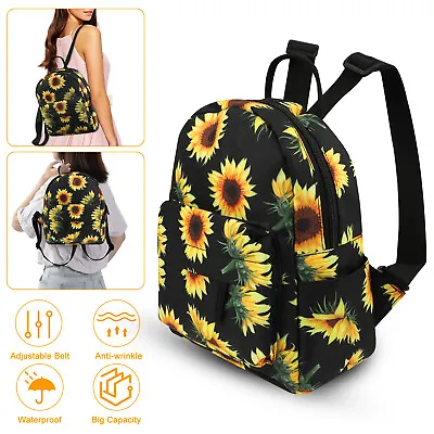 Mini Sunflower Backpack Women Purse Shoulder Rucksack Handbag Travel Bag Pouch • $14.98