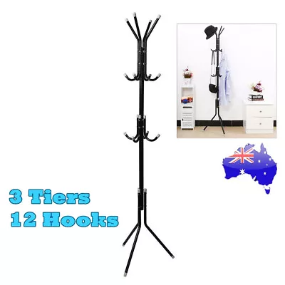 Metal Coat Stand Rack Clothes Hanger Hat Tree Vintage Jacket Bag Umbrella Hook • $20.99