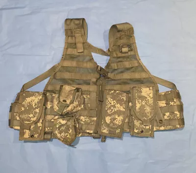 US Military ACU FLC LBV Tactical Vest Digital Camo MOLLE W/5 Pouches/ Rear Pack • $32