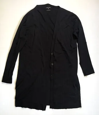 Massimo Dutti Size L Women Long Line Cardigan Jumper Black Stretchy Staple Piece • $19.95