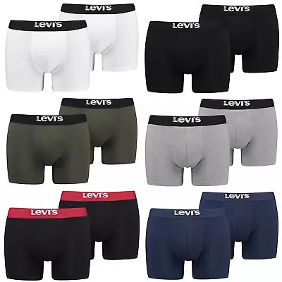 £37.42 • Buy Levi ´S MEN'S Boxer Shorts 2er Pack Solid Basic Briefs Organic Logo Waistband