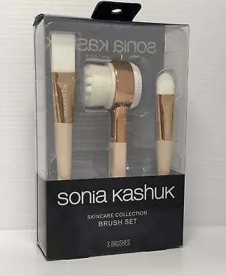 New Sonia Kashuk Skincare 3 Pc Brush Set Mask Facial Cleanser Serum & Rollerball • $13.95