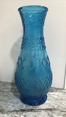 Vintage Vimax Aqua Blue Glass Vase Made In Italy 13” High • $32