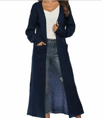 Women's Long Sleeve Full Length Maxi Cardigan Duster Open Front Sweater Coat New • $28.88