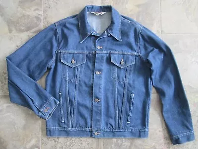 Vintage JC Penney Big Mac Men's Large Denim Trucker Jacket Blue Jean Ride Bike • $21.99