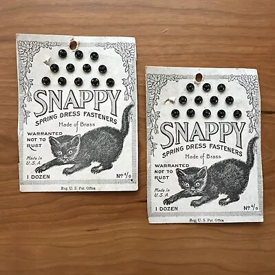 Vtg  BLACK CAT Snappy Spring Dress Fasteners SNAPS Halloween Card - Lot 2 • $24.99