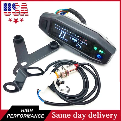 $41.91 • Buy Motorcycle LCD Digital Odometer Speedometer Tachometer Gauge W/Bracket Parts