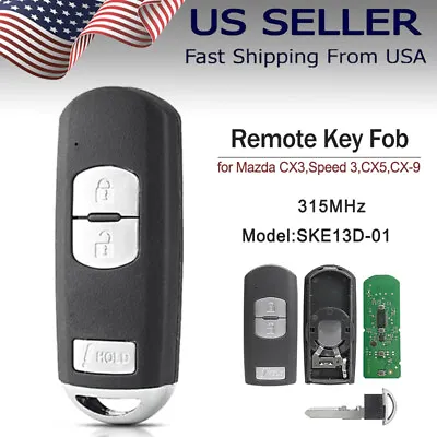 For Mazda Cx-5 Cx-3 Cx-9 3 Speed 3 Smart Key Proximity Remote Fob Wazske13d01 • $25.46