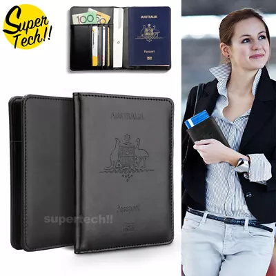 Leather RFID Blocking Passport Travel Wallet Holder ID Credit Cards Cover Case • $9.65