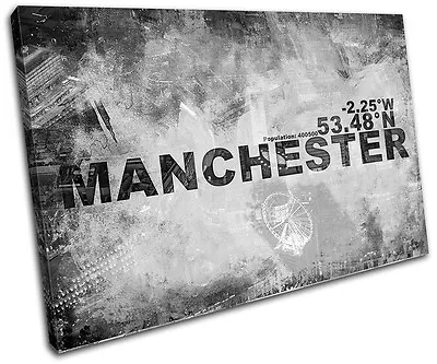 £19.99 • Buy Manchester UK City Typography SINGLE CANVAS WALL ART Picture Print VA