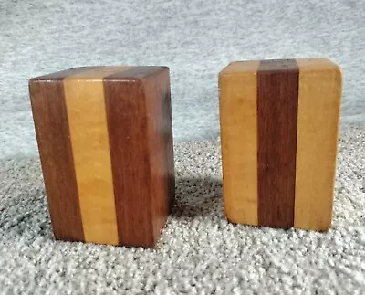 Handmade Signed Wooden Salt And Pepper Shakers • $7.82