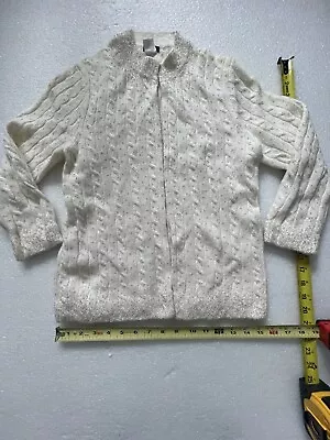 J. CREW Cardigan Merino Wool Cashmere Rabbit Blend Beige  Sweater Sz Medium M • $25