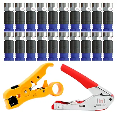 Compression Tool Coaxial Cable Stripper Crimper 20 Connectors Ct100 RG6 Wf100 UK • £14.99