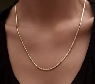 £307.32 • Buy Solid 14k Gold Flat Snake Chain Necklace 2.1mm Gold Snake Chain