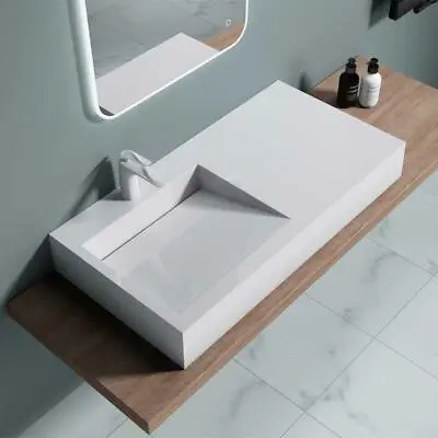 £143.96 • Buy Durovin Bathrooms White Stone Resin Sink Wall Hung Countertop Basin Only 1000mm