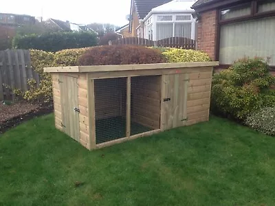 Dog Kennel And Run 8x4 - Compact 3'9  Tall - Tanalised Pressure Treated T&G • £574.35