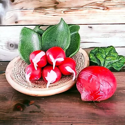 VTG Fridge Magnet Realistic Faux Food Vegetable 3D Beetroot & Radishes Lot Retro • $43.10