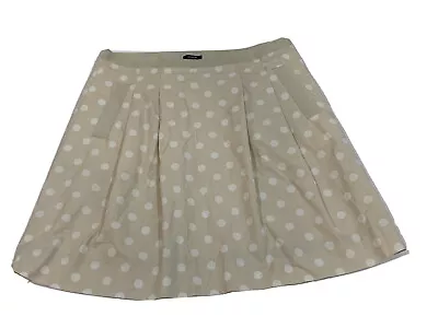 J Crew Womens Skirt Side Zip Beige/White Polka Dots Pleated Size 6 • $9.89