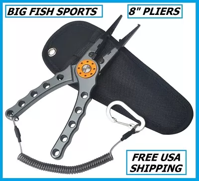 $21.99 • Buy BIG FISH Fishing Pliers Saltwater Aluminum Tool Hook Remover Braid Cutter 8  NEW
