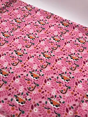 1 Metre Pink Tiger Floral Printed Cotton Lycra Stretch Jersey Fabric • £4