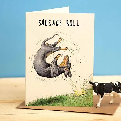 Funny Dog Dachshund Sausage Roll Birthday Card – Designed And Printed In The UK • £2.99