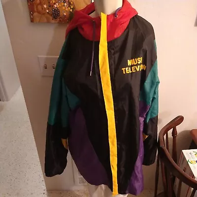 2 XL MTV Retro Style Rain Jacket Hooded Multicolor  • $20