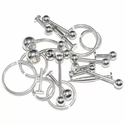 Wholesale Lot Of 20 Basic Mixed 14G Body Piercing Jewelry Surgical Steel • $8.97