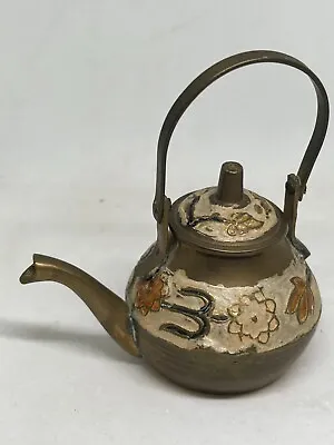 Small Metal Decorative Floral Lidded Mini Teapot Kettle Figure 11cm  #LH GA5174 • £3.98