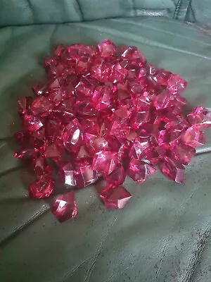 Artificial Acrylic Ice Chunks Crystal Red Pink Decorative Ice Cubes For Display • £7