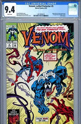 Venom: Lethal Protector #5 CGC 9.4 -first Appearance Of Phage/Lasher/Riot/Agony  • $39.50