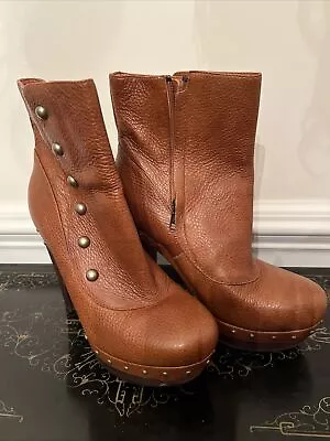 UGG Cosima Boots Tall Studded Size 9.5 Brown Leather High Heel 1001683 Women • $49.99